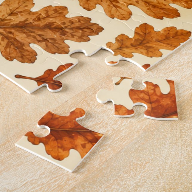 Herbst-Eichenlaub-Muster | Gemütliche Naturästheti Puzzle (Seite)