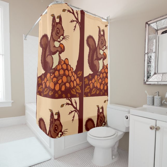 🐿️ Herbst Eichhörnchen Duschvorhang - Badezimmer  (Beispiel)
