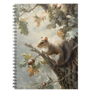Herbst Eichhörnchen Eichenbaum Holzlandkunst Notizblock