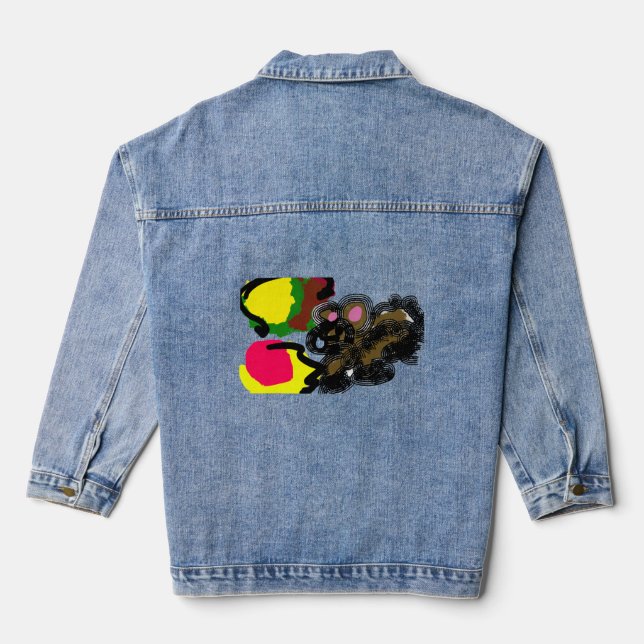 Herbst Eichhörnchen flauschig Jeansjacke (Rückseite)