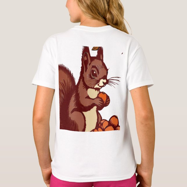 Herbst Eichhörnchen Kind T-Shirt (Rückseite)