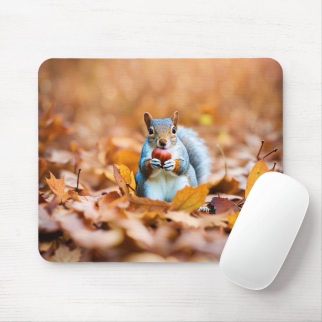 Herbst Eichhörnchen mit Eichel Mousepad (Mit Mouse)