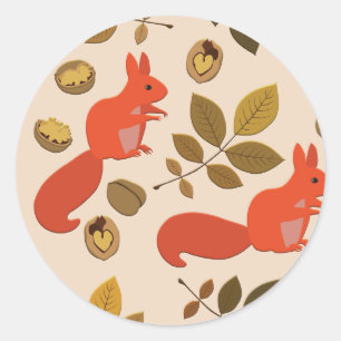 Herbst-Eichhörnchen Runder Aufkleber