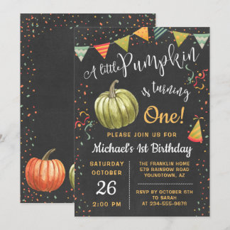 Herbst ein kleines Pumpkin-Chalkboard Herbst Gebur Einladung