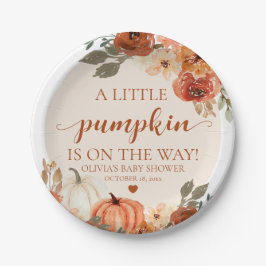 Herbst eine kleine Pumpkin Autumn Floral Baby Show Pappteller