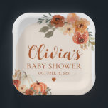 Herbst eine kleine Pumpkin Autumn Floral Baby Show Pappteller<br><div class="desc">Herbstdusche Teller mit einem kleinen Pumpkin Herbst Blumenduschpapier</div>
