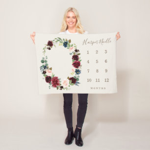 Herbst Elegance Baby Meilenstein Fleecedecke