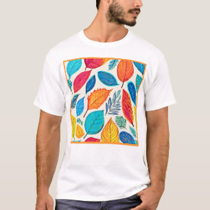 Herbst Elegance: Vivid Leaf Muster T-Shirt
