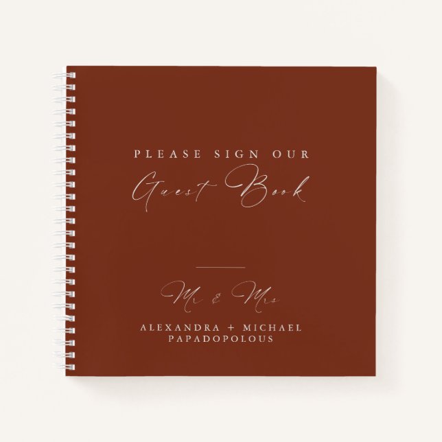 Herbst Elegant Minimal Wedding Gästebuch Notizbuch (Vorderseite)