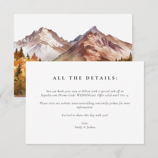 Herbst-Elegante Hochzeit Begleitkarte (Vorne/Hinten)