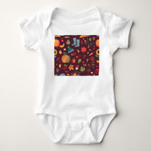 Herbst-Elemente, dunkler Hintergrund, Vintage Baby Strampler