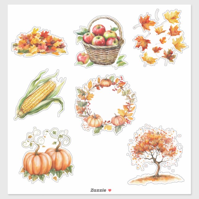Herbst Elemente Stickerbogen Aufkleber (Blatt)