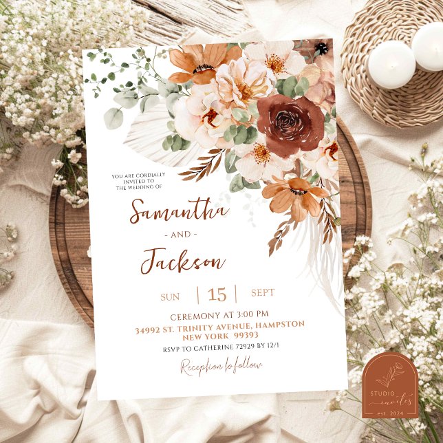 Herbst Elfenbein Boho Hochzeitseinladung Einladung (Von Creator hochgeladen)