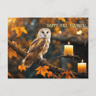 Herbst Equinox Mabon Owl und Candle Feiertagspostkarte