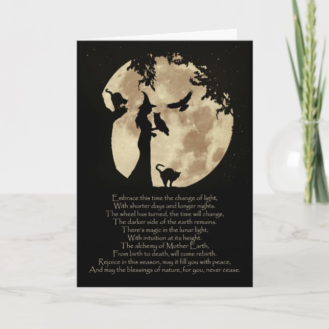 Herbst Equinox Mabon Segen mit Hexe Karte (Vorderseite)