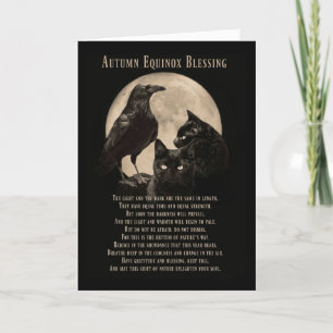 Herbst Equinox Mabon Segen Raven und Katzen Karte