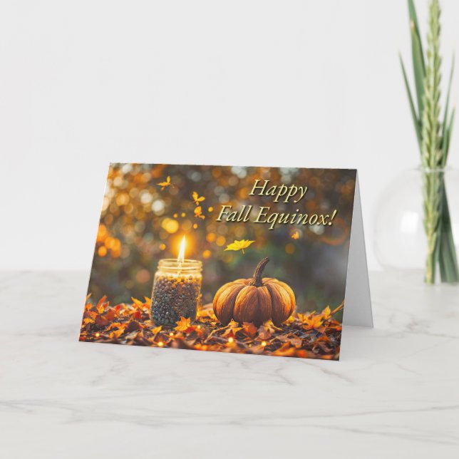 Herbst Equinox mit Mini Pumpkin Jar Candle Karte (Vorderseite)