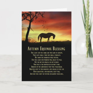 Herbst Equinox mit Pferd und Baum Karte
