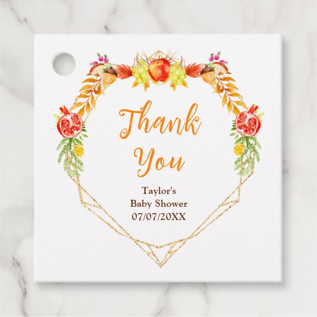 Herbst Ernte Baby Dusche Vielen Dank Geschenkanhänger (Vorderseite)