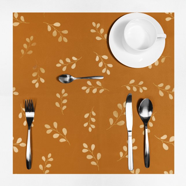Herbst Ernte Brown Floral Tablette Tischdecke (Elegant single sprig autumn floral pattern.)