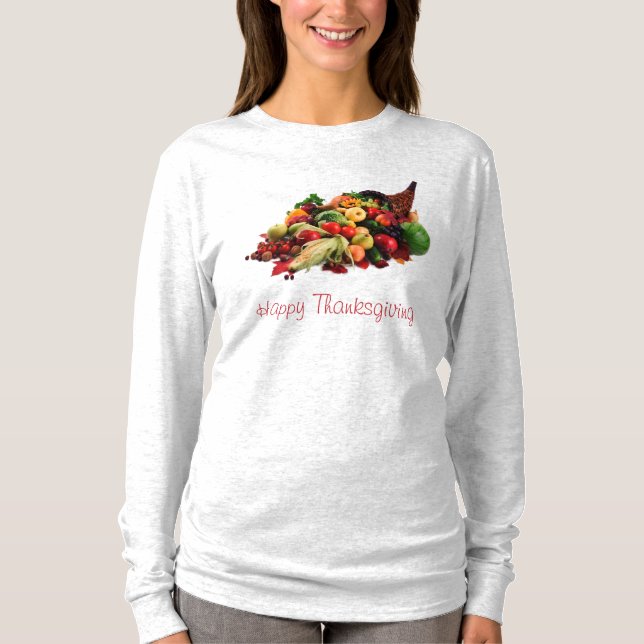 Herbst-Ernte-Fülle-Horn des viel-Falles T-Shirt (Vorderseite)