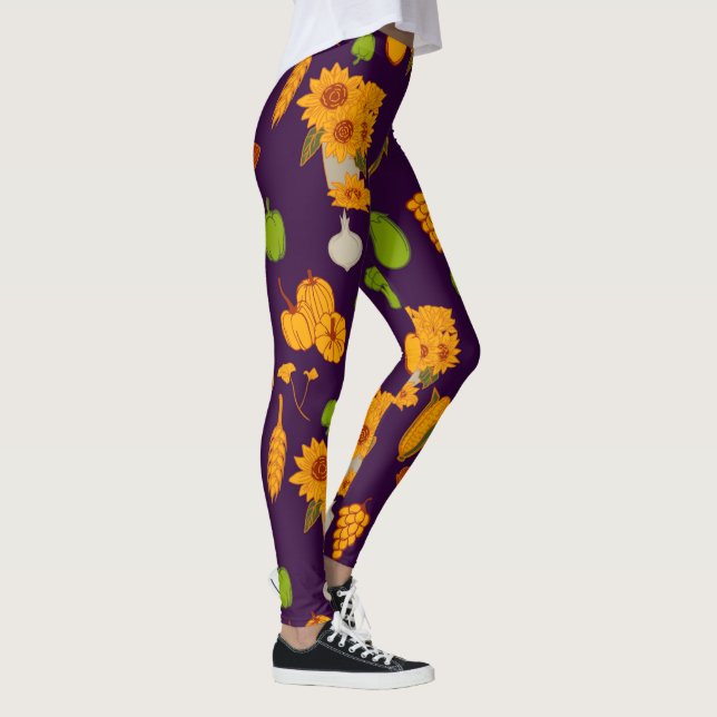 Herbst Ernte gesunder Veggie und Obst Leggings (Rechts)