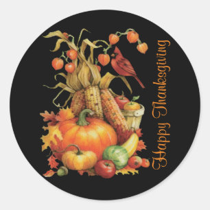 Herbst Ernte glücklich Thanksgiving Black Stickers