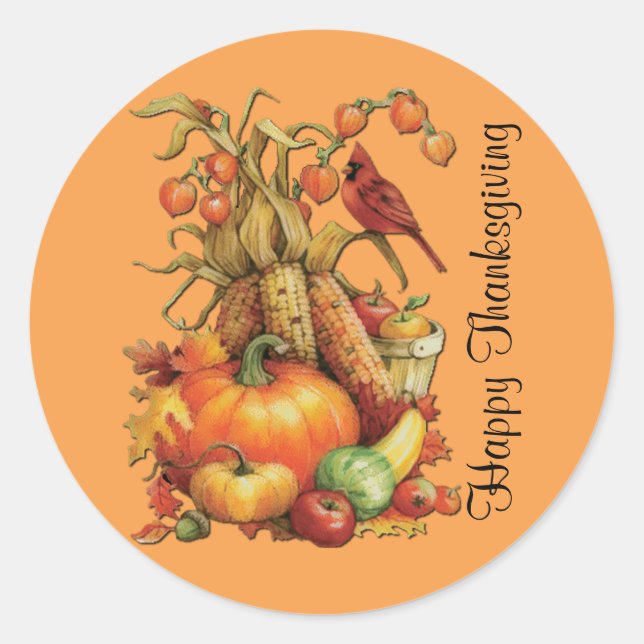 Herbst Ernte glücklich Thanksgiving Orange Sticker (Vorderseite)