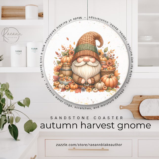 Herbst Ernte Gnom Sandstein Untersetzer (Von Creator hochgeladen)