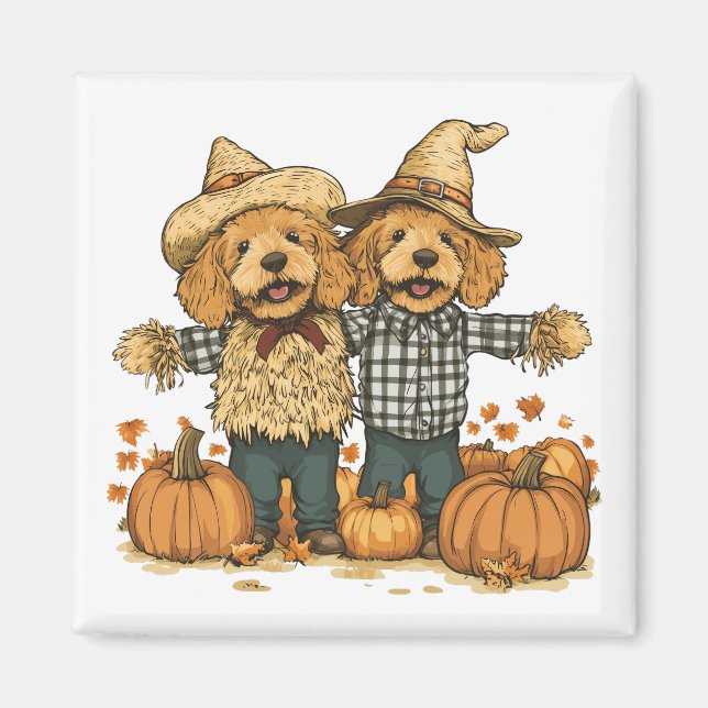 Herbst Ernte Goldendoodle Hunde Magnet (Vorne)