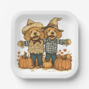 Herbst Ernte Goldendoodle Hunde Pappteller