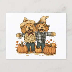 Herbst Ernte Goldendoodle Hunde Postkarte
