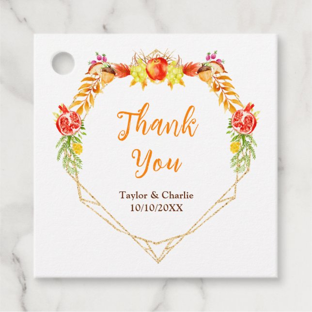 Herbst Ernte Hochzeit Danke Geschenkanhänger (Vorderseite)