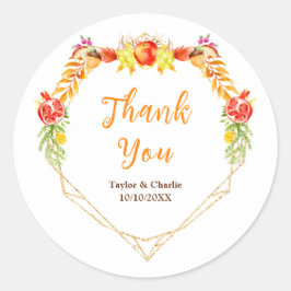 Herbst Ernte Hochzeit Danke Runder Aufkleber