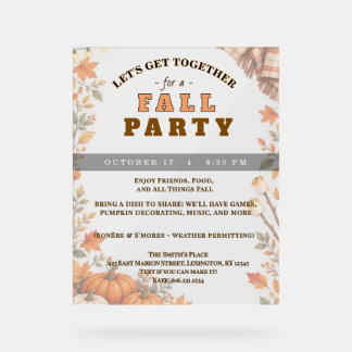 Herbst-Ernte-Party-Kürbisse und Karo Acrylschild