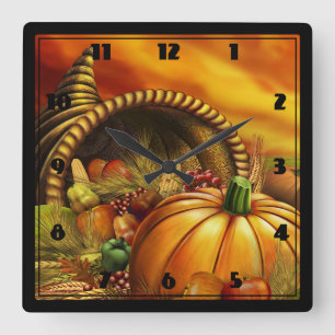 Herbst-Ernte Quadratische Wanduhr
