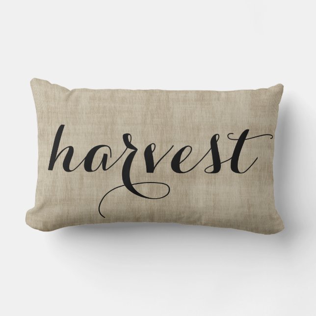 Herbst-Ernte-rustikales Leinwand-Blick-Kissen Lendenkissen (Vorderseite)