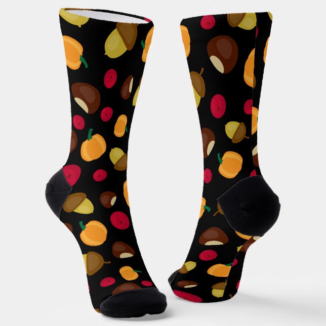 Herbst Ernte Schwarzes Muster Socken (Gewinkelt)