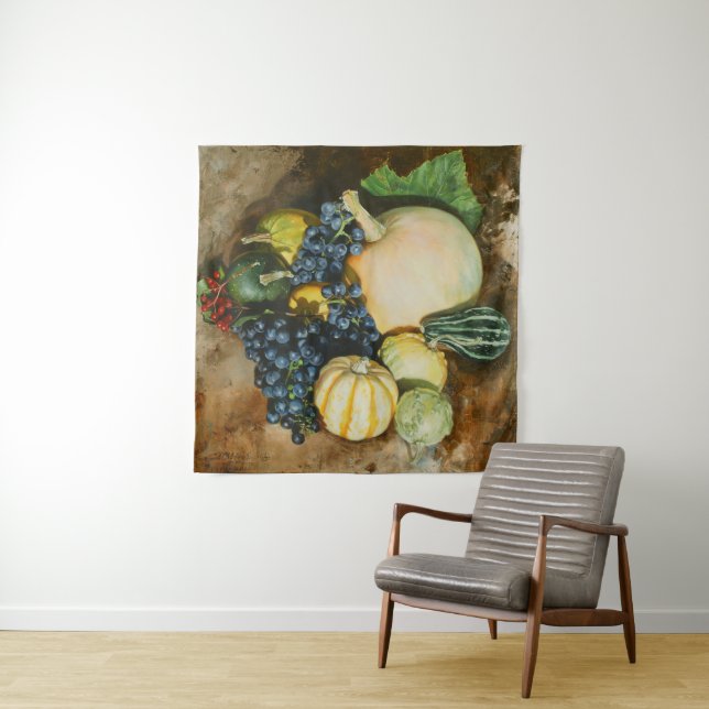 Herbst Ernte Stillleben mit Pumpkins, Gourmet Wandteppich (Beispiel)