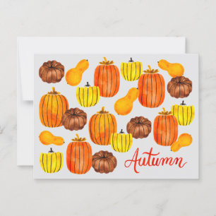 Herbst Ernte Wasserfarbenkürbis Postkarte