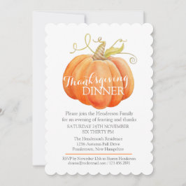 Herbst Erntedank Abendessen laden Aquarellkürbis e Einladung