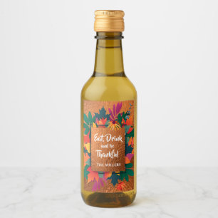 Herbst Erntedank Blätter auf Kupfer Weinetikett