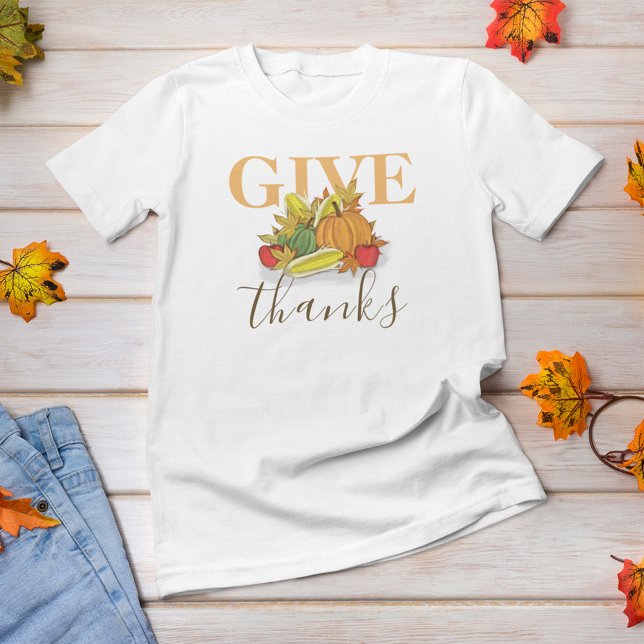 Herbst Erntedank Cornucopia Danke T-Shirt (Give thanks fall harvest T shirt)