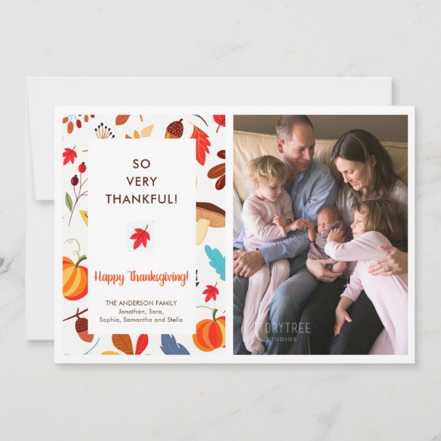 Herbst Erntedank Foto Geburtsankündigung Feiertagskarte (Vorderseite)