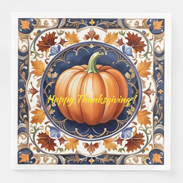 Herbst Erntedank Moderne Pumpkassine Serviette (Vorderseite)