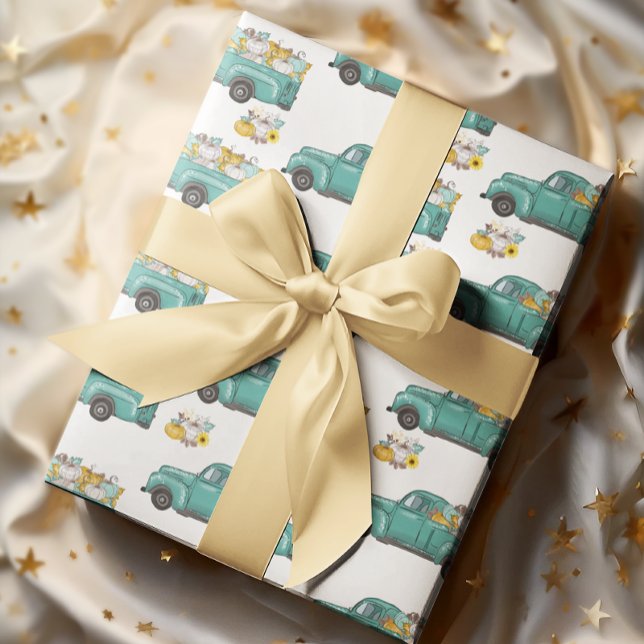 Herbst Erntedank Pumpkin Truck Geschenkpapier (Von Creator hochgeladen)