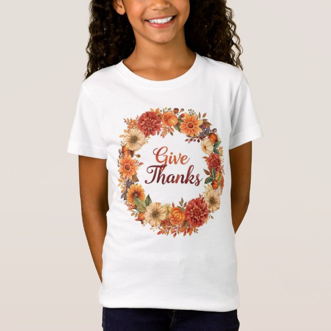 Herbst Erntedank Pumpkin und Blume T-Shirt (Vorderseite)