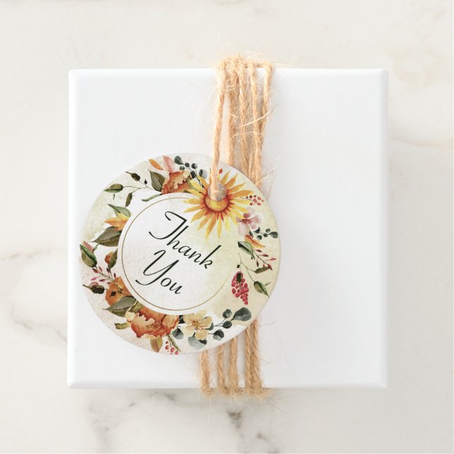 Herbst Erntedank Sonnenblume Vielen Dank Geschenkanhänger (Beispiel)