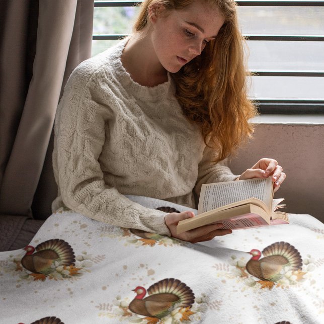 Herbst Erntedank Türkei Fleecedecke (Simple thanksgiving turkey pattern blanket.)