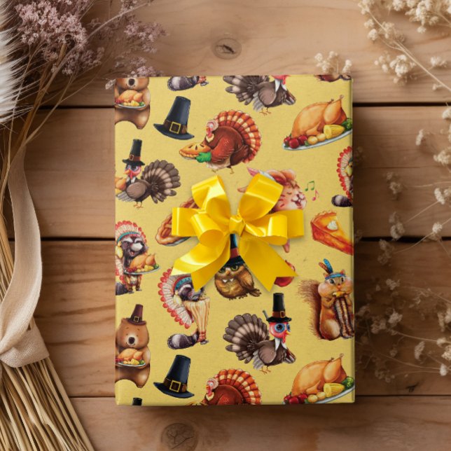 Herbst Erntedank Türkei Tiere Kuchen Geschenkpapier (Von Creator hochgeladen)